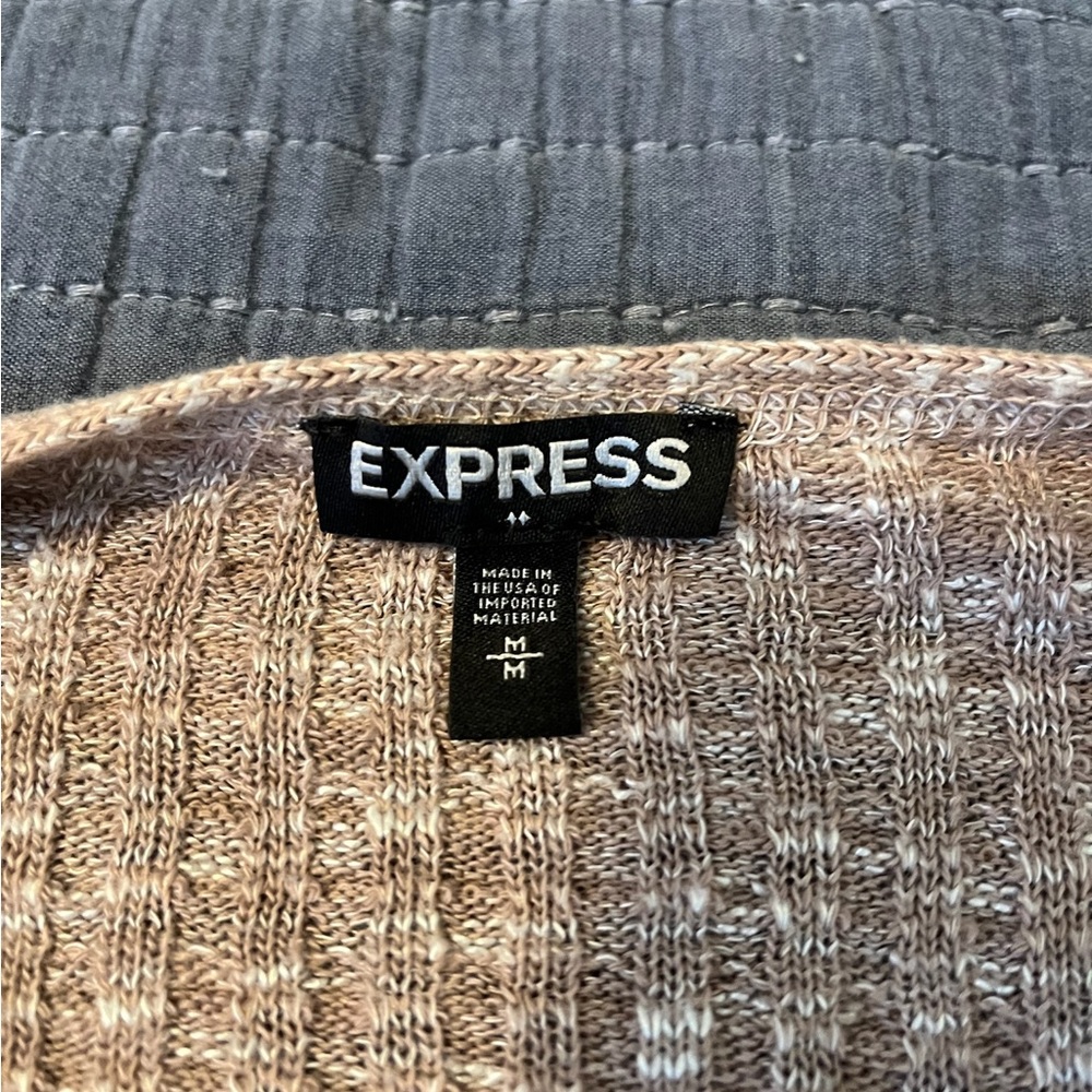 Express Tan/Pink Ribbed Knit Sweater - Picture 3 of 3